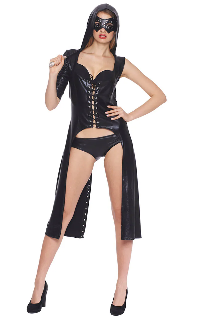 Faux Leather Open Front Dress