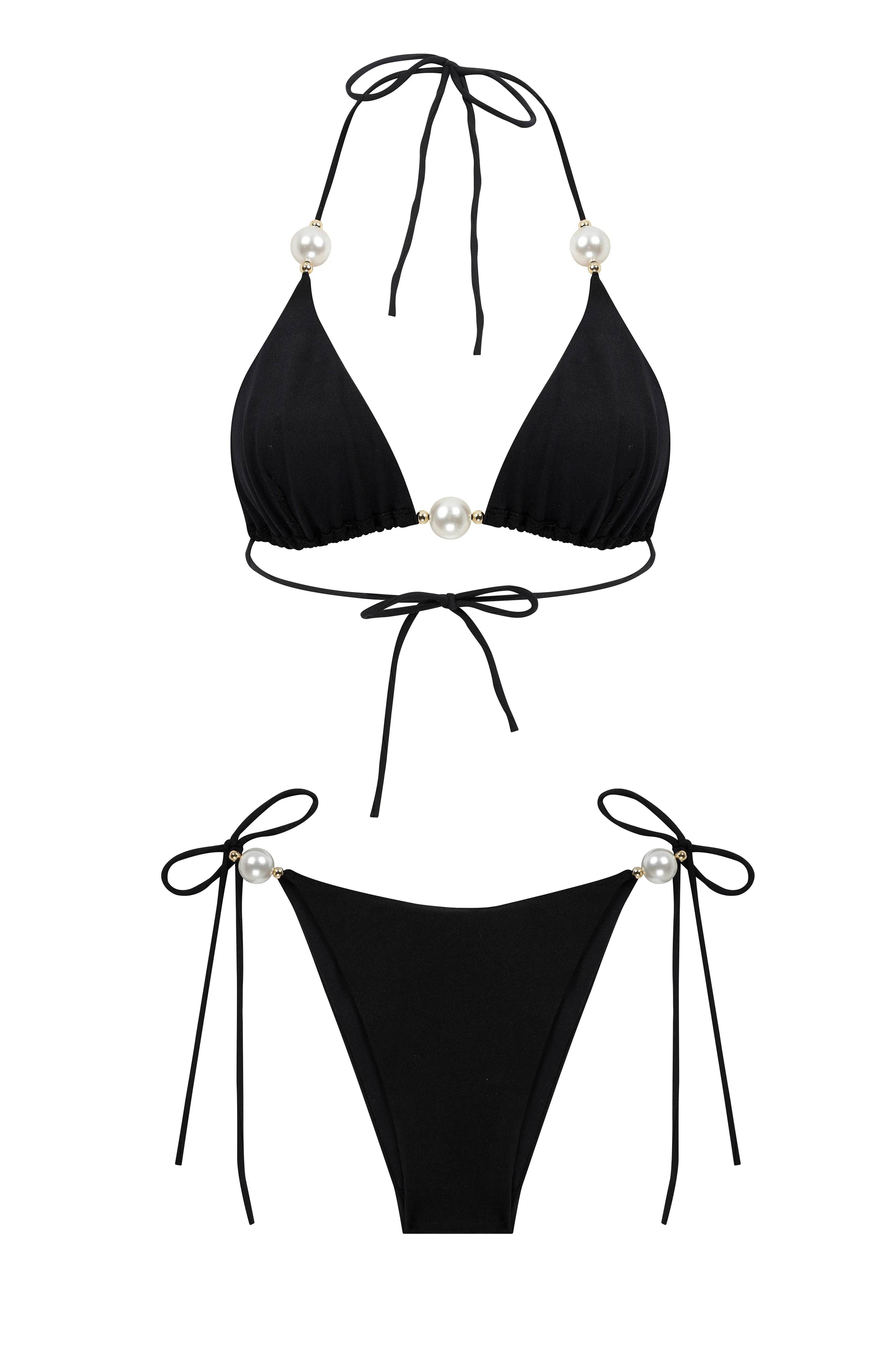 FAUX-PEARL EMBELLISHED TRIANGLE BIKINI