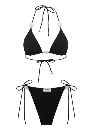 FAUX-PEARL EMBELLISHED TRIANGLE BIKINI