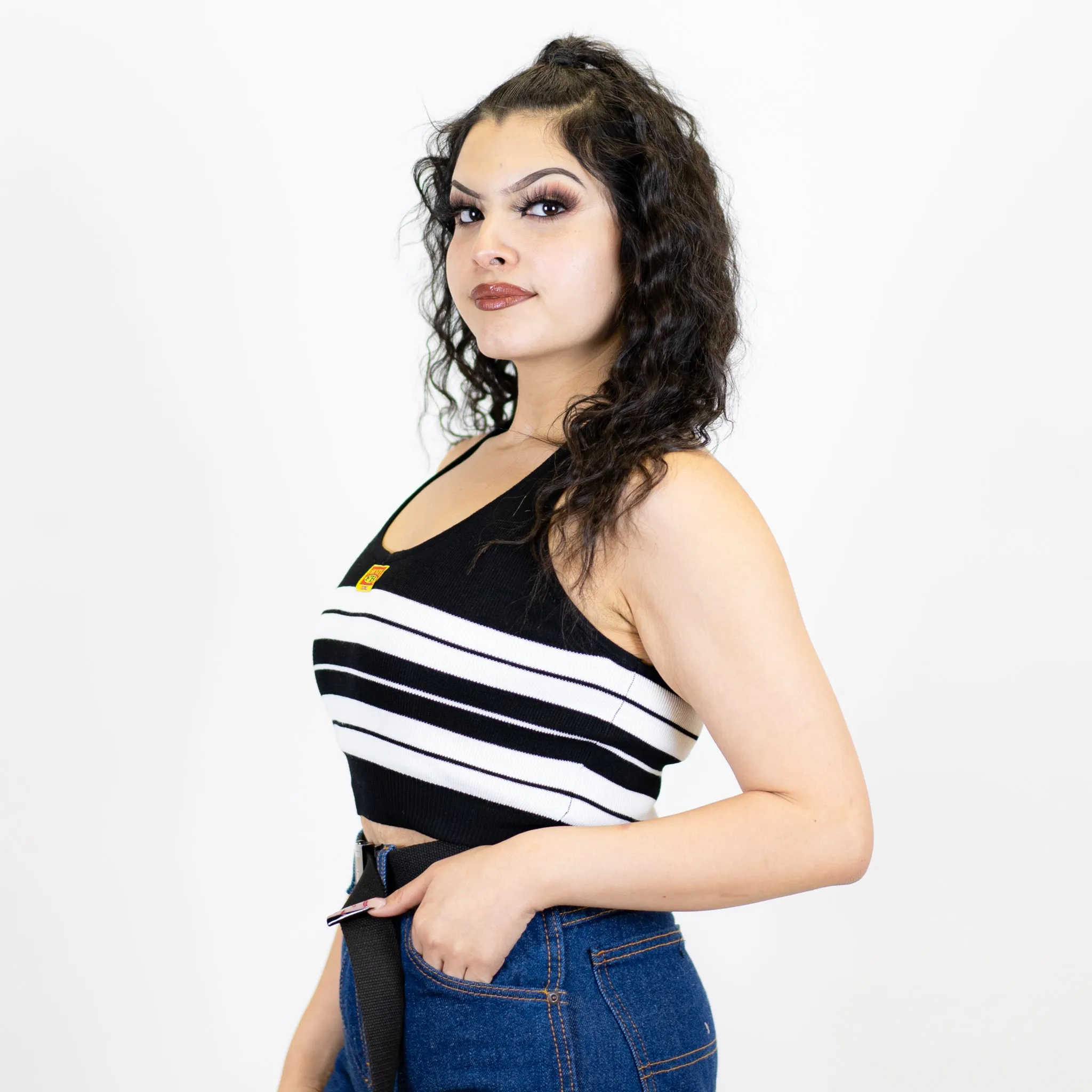 FB County Charlie Brown Cross Halter Top