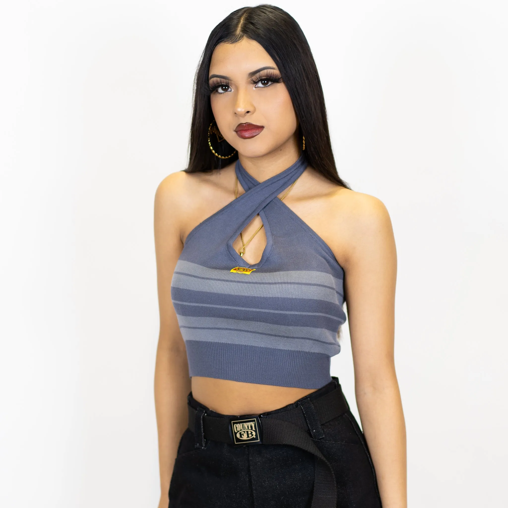 FB County Charlie Brown Cross Halter Top