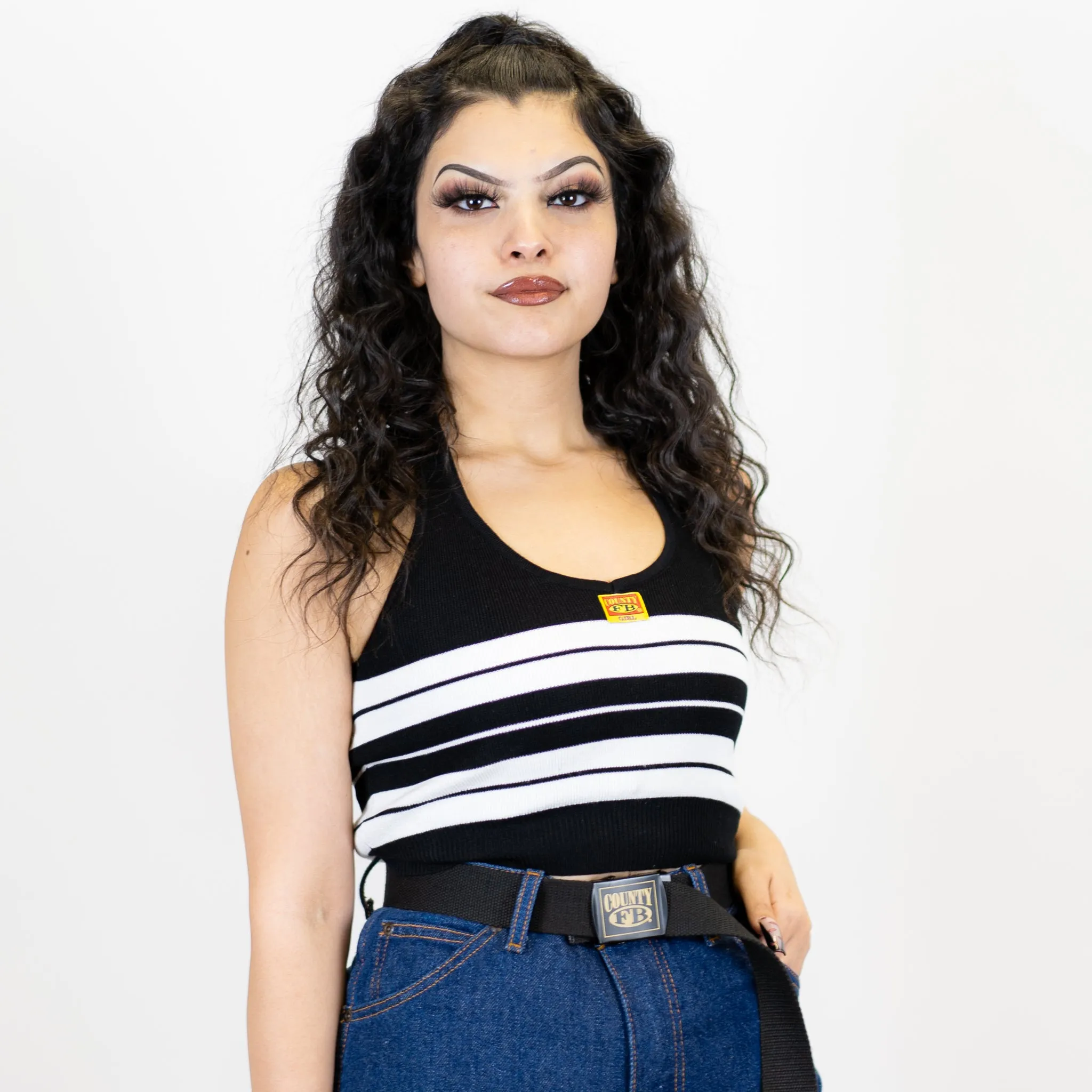 FB County Charlie Brown Cross Halter Top