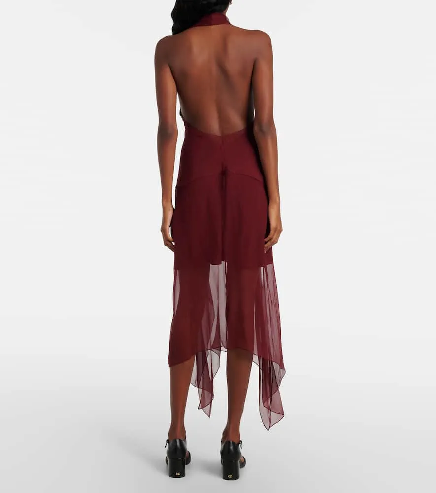 Ferragamo Asymmetric silk georgette minidress