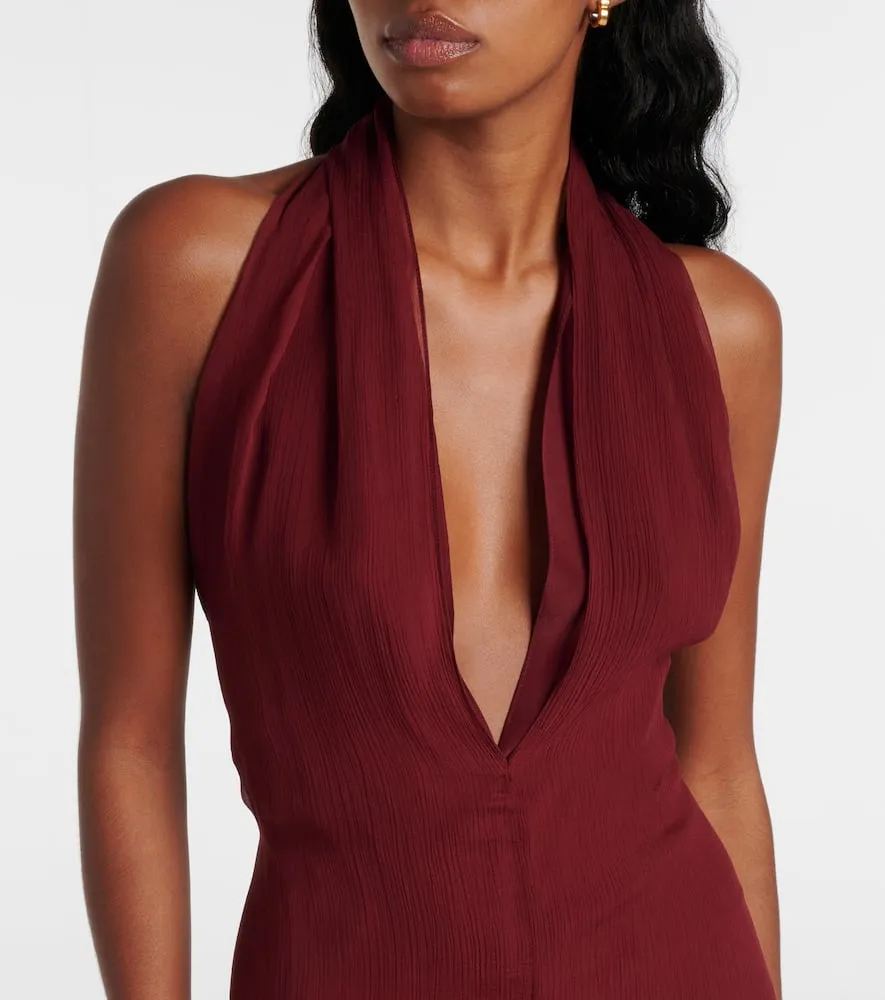 Ferragamo Asymmetric silk georgette minidress