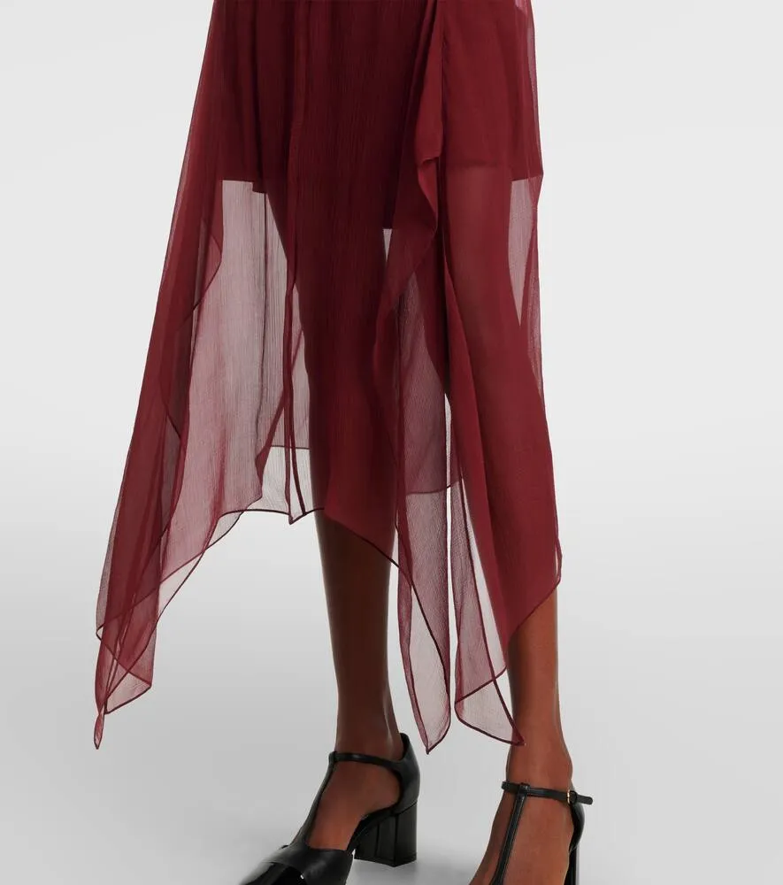 Ferragamo Asymmetric silk georgette minidress