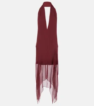 Ferragamo Asymmetric silk georgette minidress