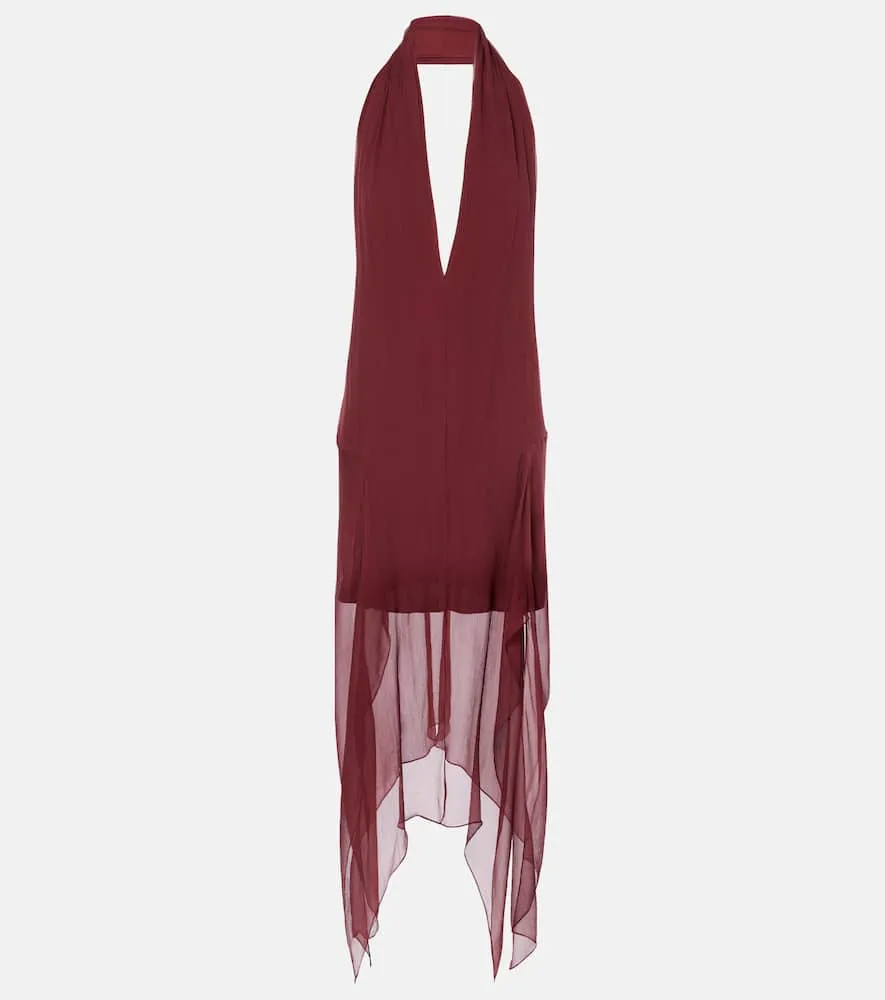 Ferragamo Asymmetric silk georgette minidress