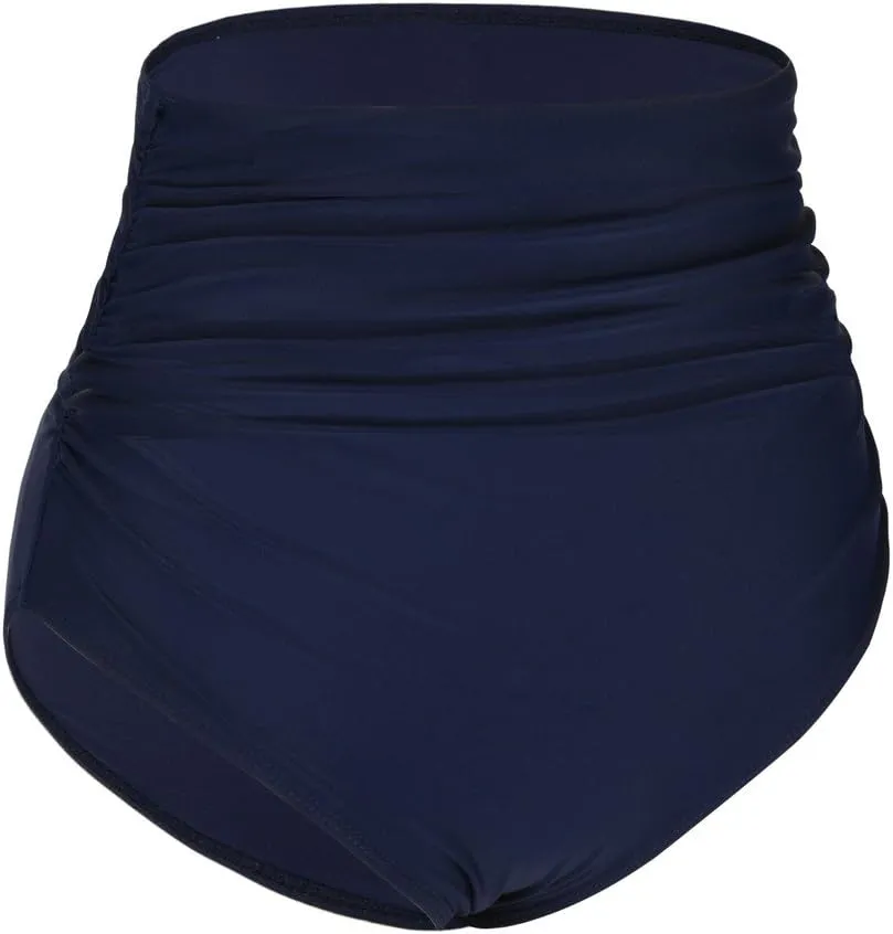Firpearl Women's Full Coverage High Waisted Bikini Bottoms Ruched Swimsuit Bottom Tummy Control Swim Shorts