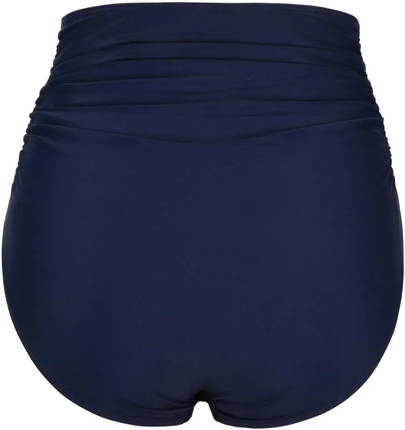 Firpearl Women's Full Coverage High Waisted Bikini Bottoms Ruched Swimsuit Bottom Tummy Control Swim Shorts