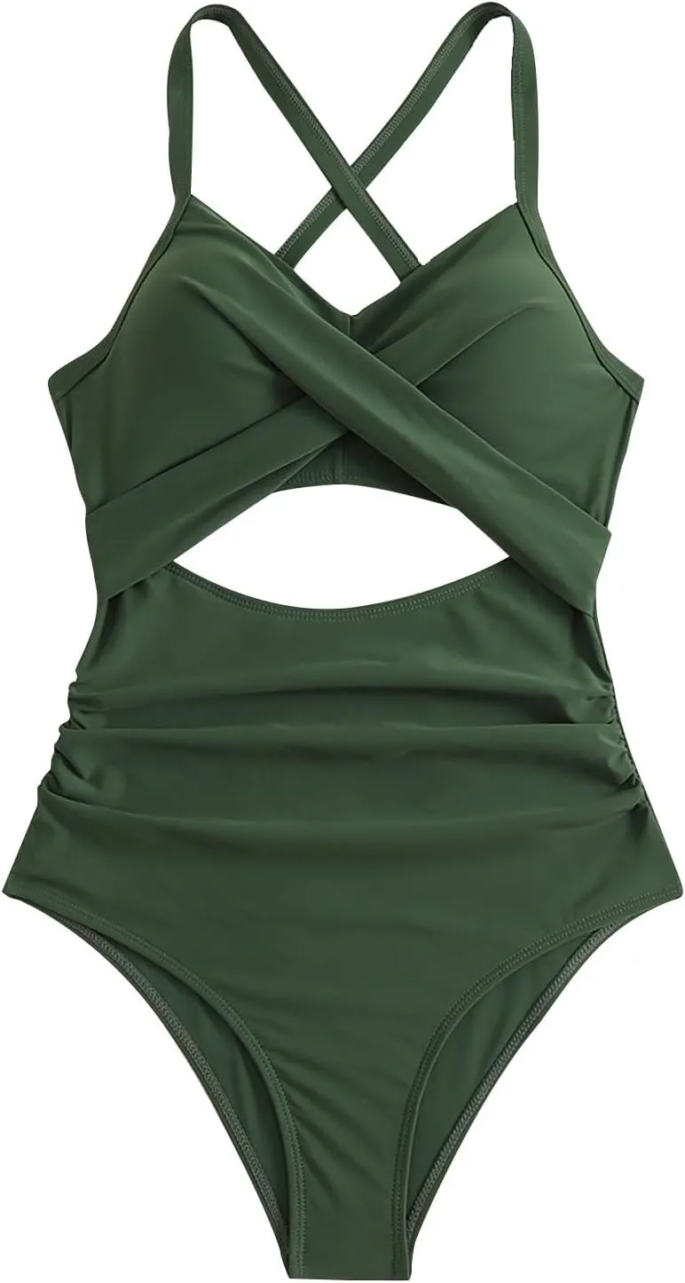 Firzero Tummy Control Swimsuits for Women Sexy Backless One Piece Bathing Suit 2024 Trendy High Waist Halter Monokini