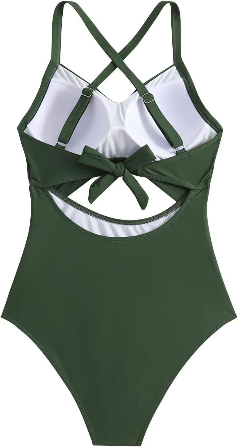 Firzero Tummy Control Swimsuits for Women Sexy Backless One Piece Bathing Suit 2024 Trendy High Waist Halter Monokini