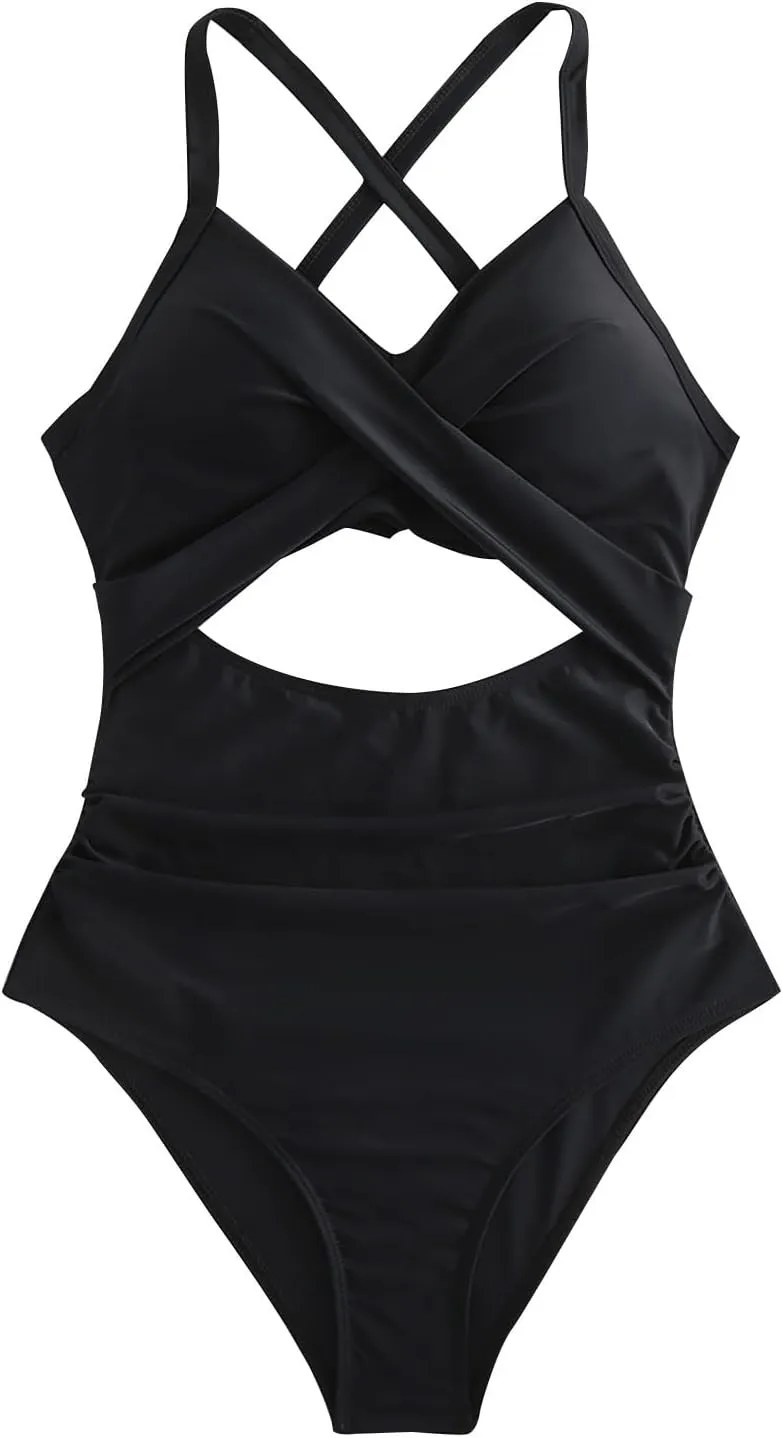 Firzero Tummy Control Swimsuits for Women Sexy Backless One Piece Bathing Suit 2024 Trendy High Waist Halter Monokini