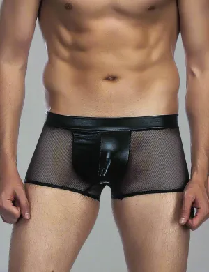 Fishnet Men's Underwear Briefs with Wet-look Panel Scandals
