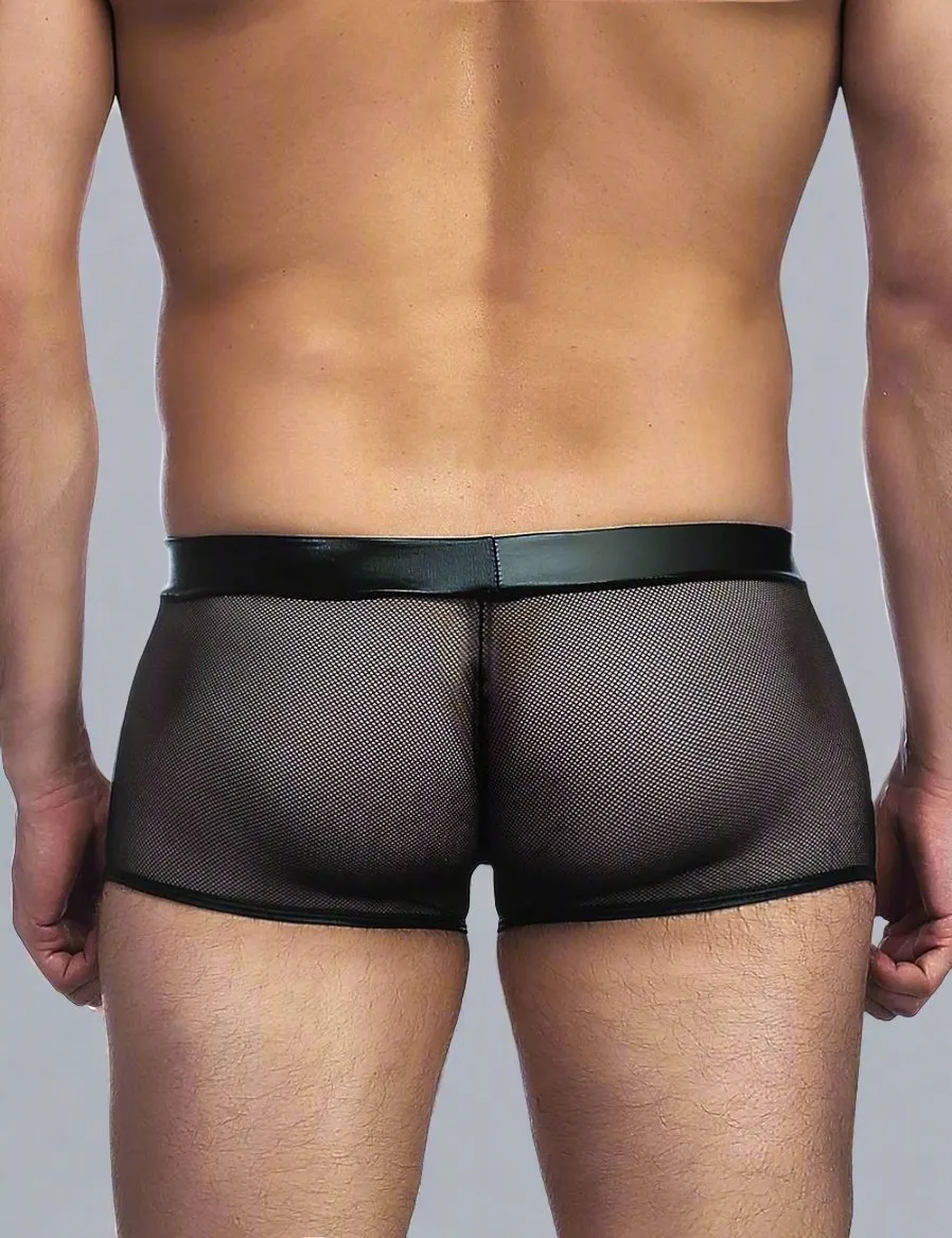 Fishnet Men's Underwear Briefs with Wet-look Panel Scandals