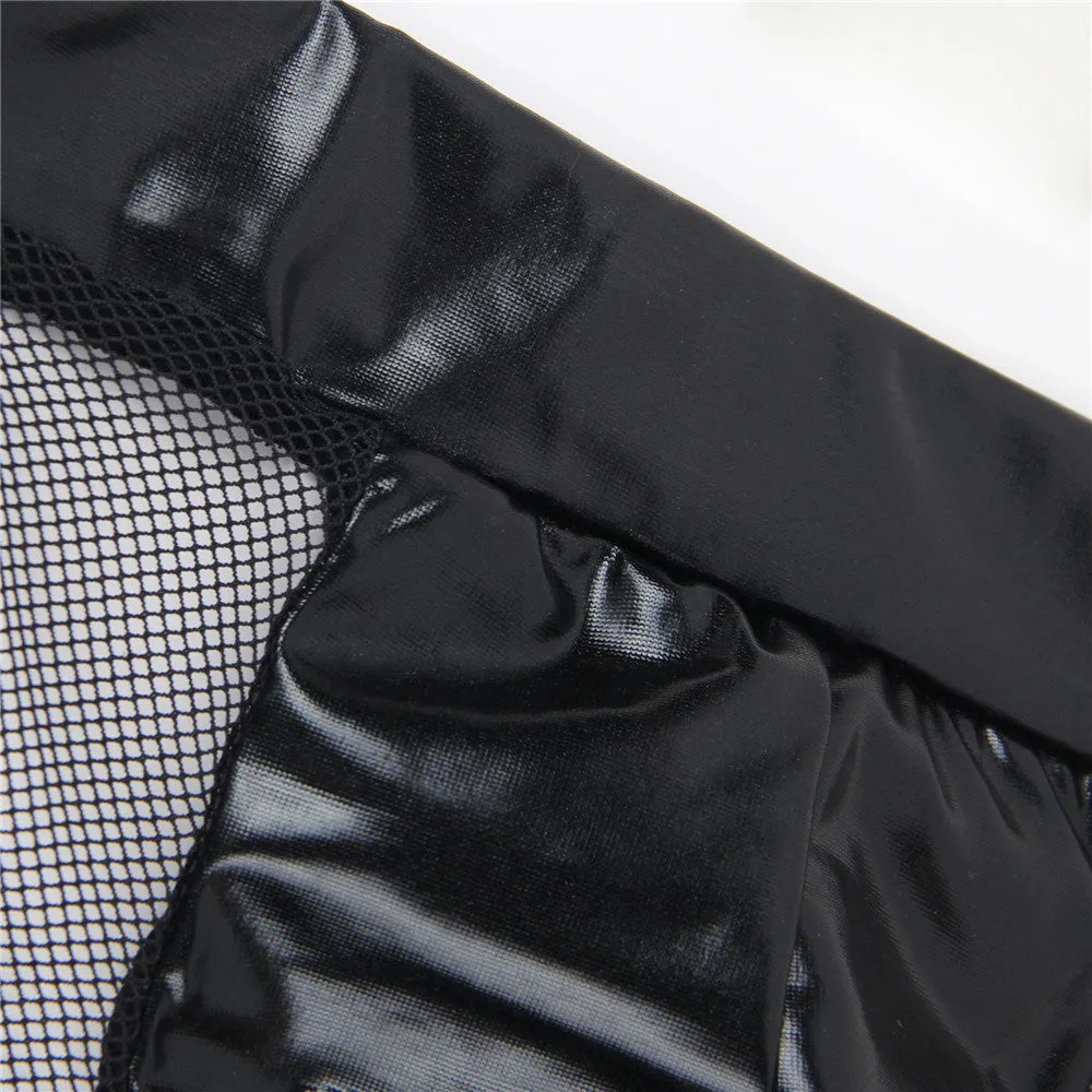 Fishnet Men's Underwear Briefs with Wet-look Panel Scandals