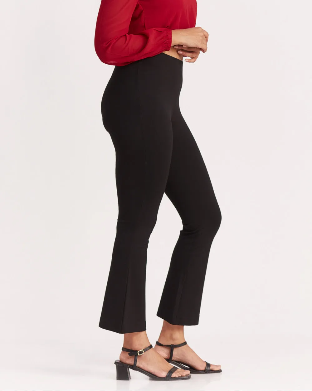 Fit And Flare Hem Ponte Knit Pants - Jet Black