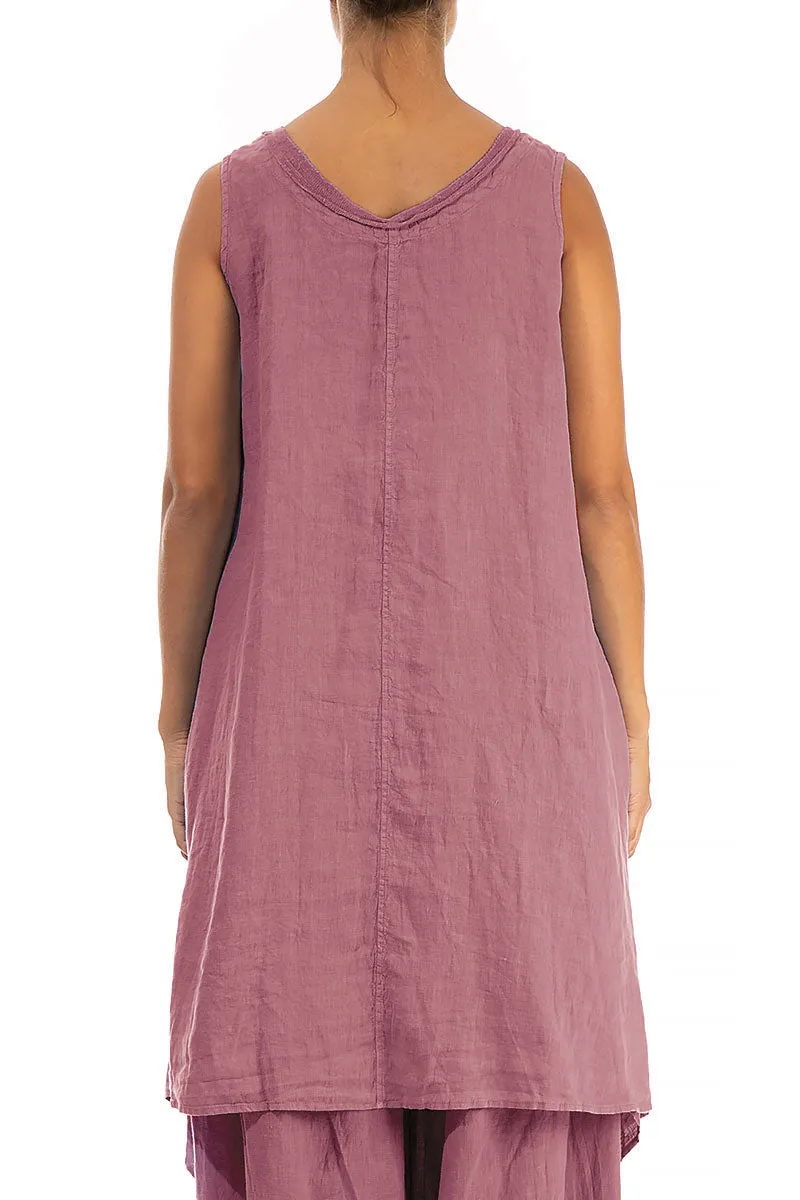 Flared Sleeveless Mauve Taupe Linen Tunic