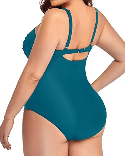 Flattering Twist Front Bathing Suits Women's Plus Size One Piece Swimsuits