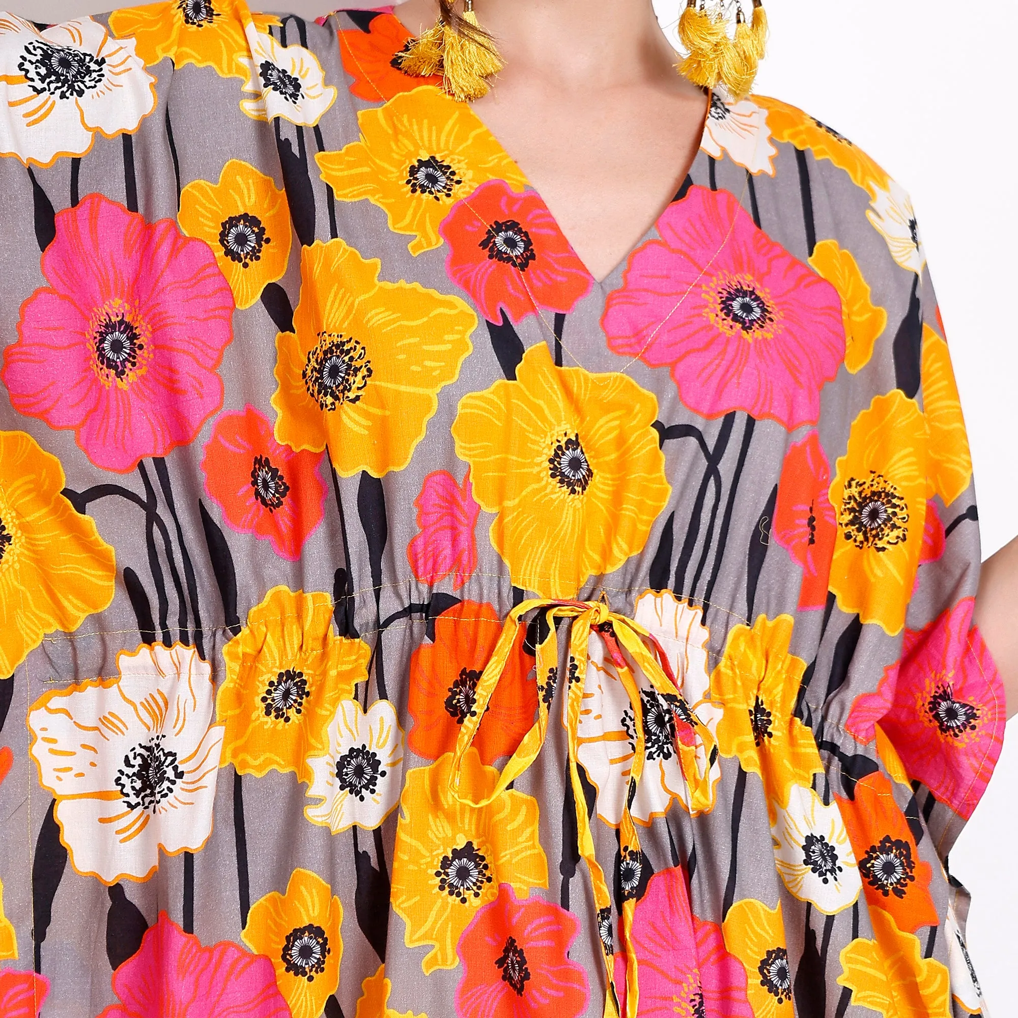 Flaunt Your Style: Floral Gray Caftans for Women