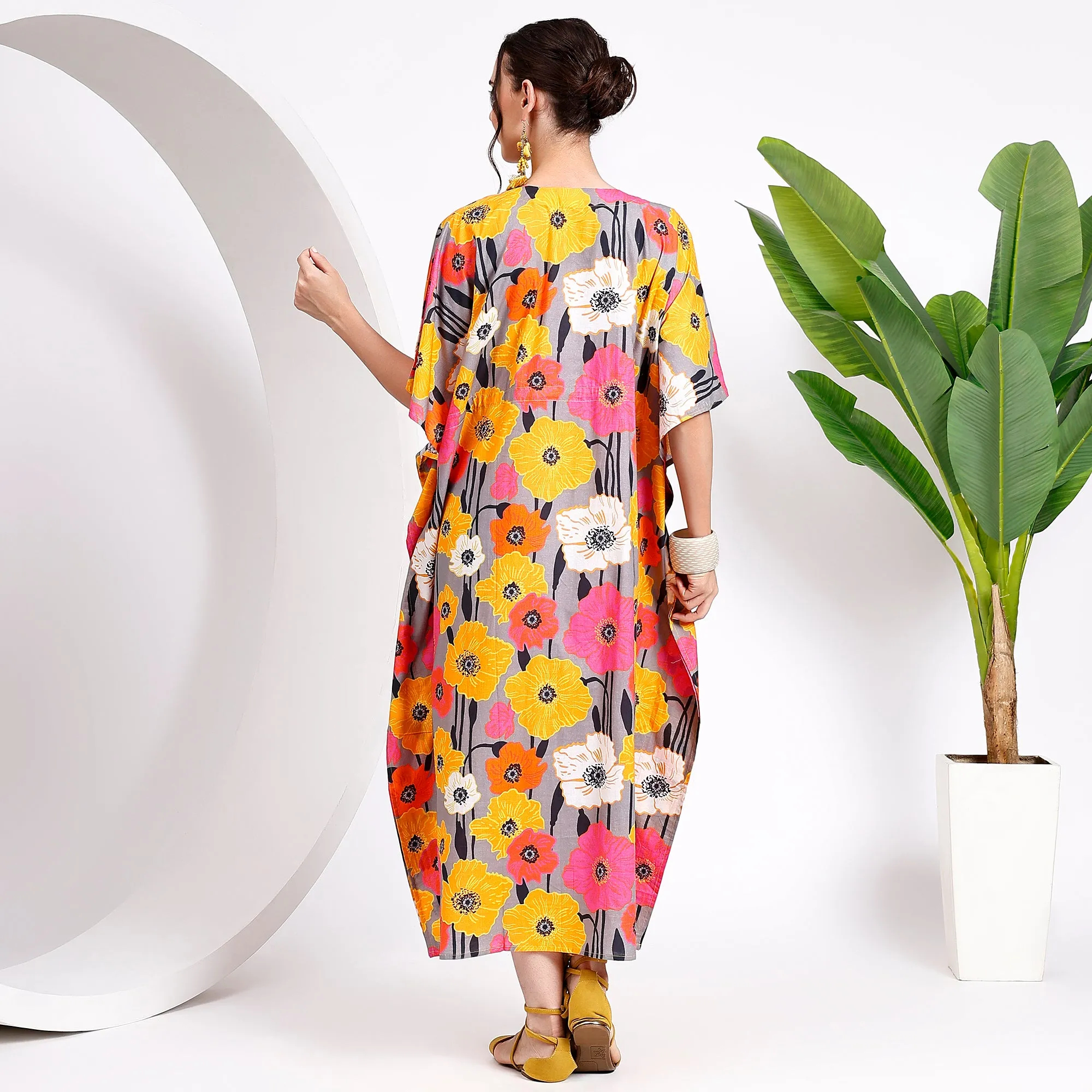 Flaunt Your Style: Floral Gray Caftans for Women