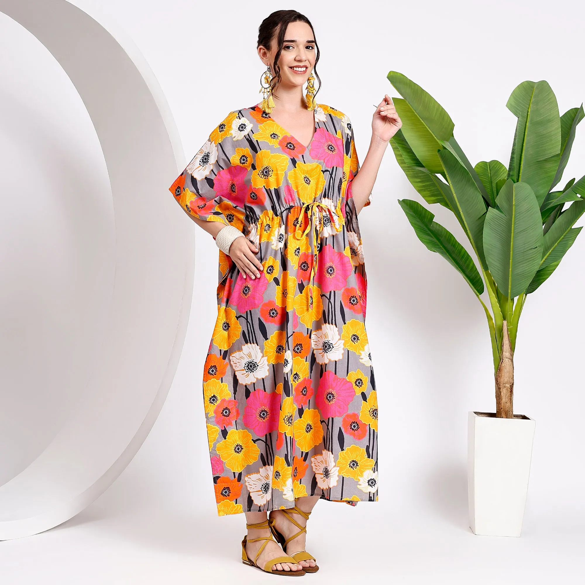 Flaunt Your Style: Floral Gray Caftans for Women