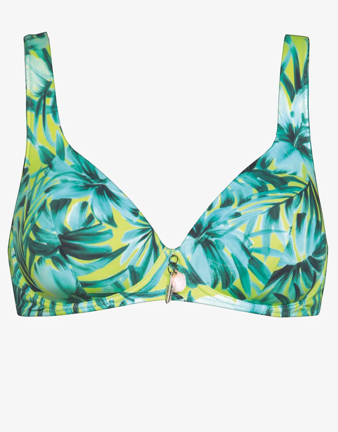 Floral Flashback Moulded Underwired Bikini Top - Aquatic Green