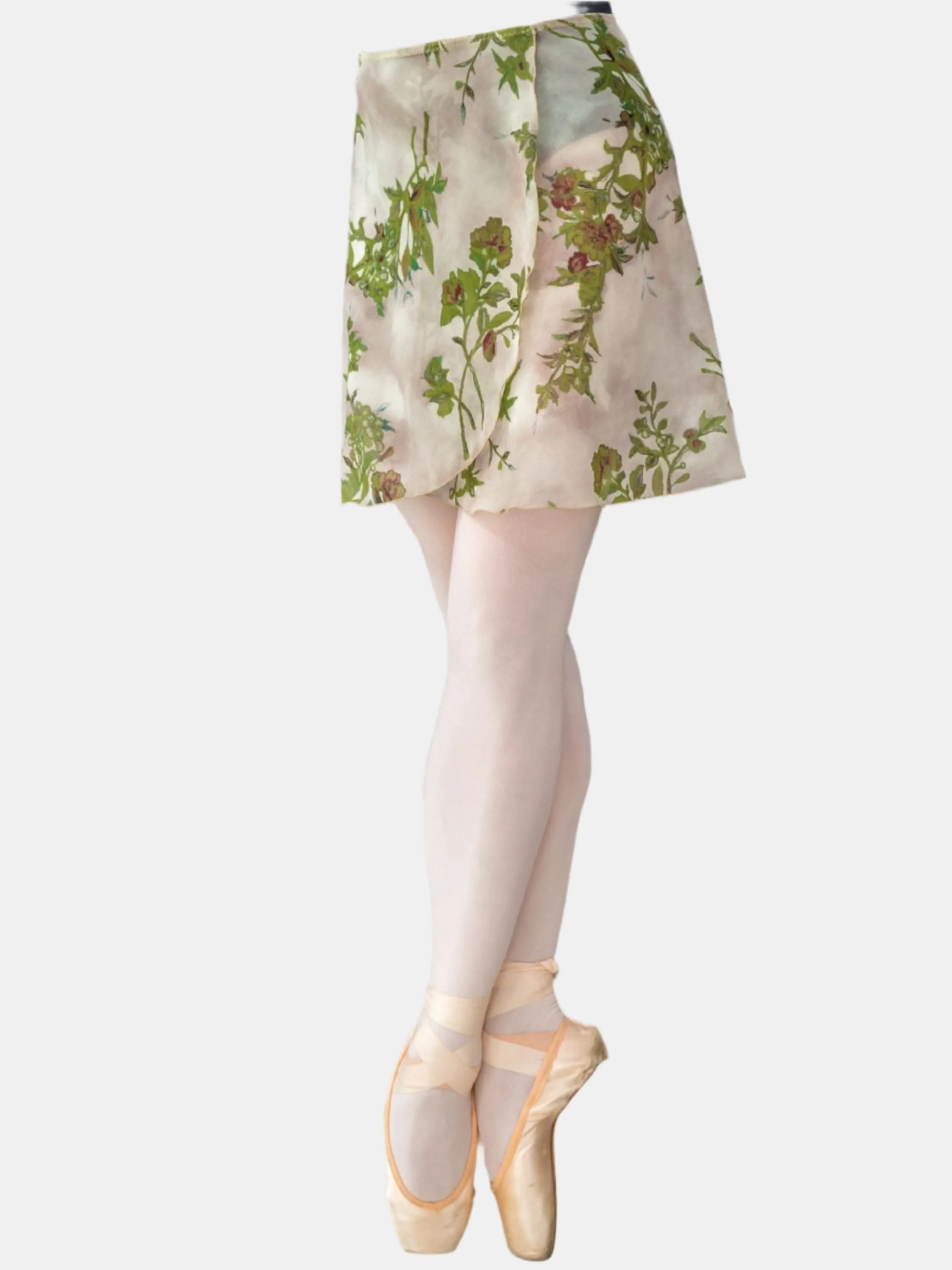 Floral Green Wrap Short Dance Skirt MP345