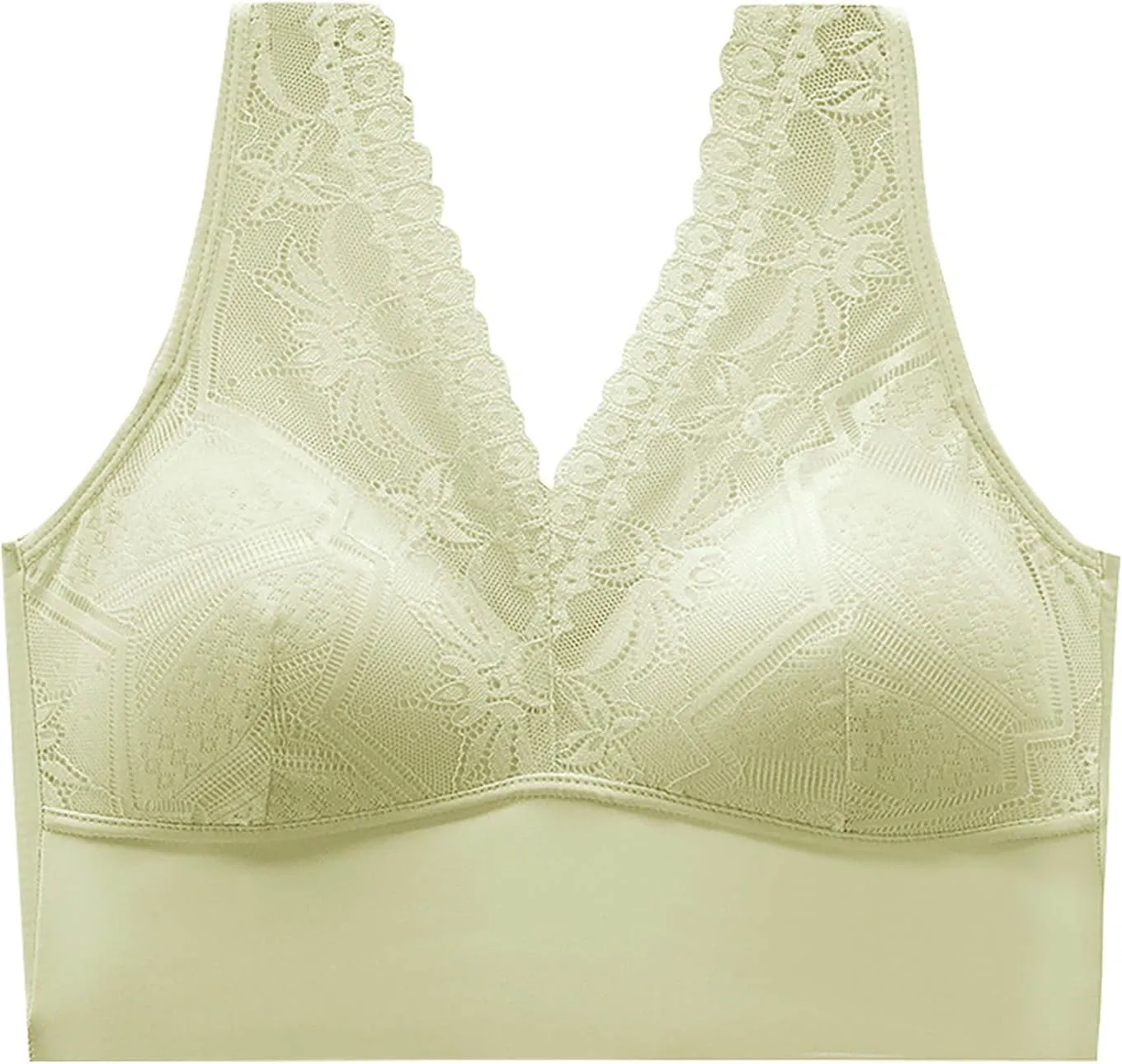 Floral Lace Bralette for Women Sexy V Neck Wide Strap Camisole Crop Top Full-Coverage Push Up Minimizer Bralettes
