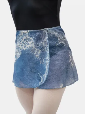 Floral Powder Blue Wrap Short Dance Skirt MP302