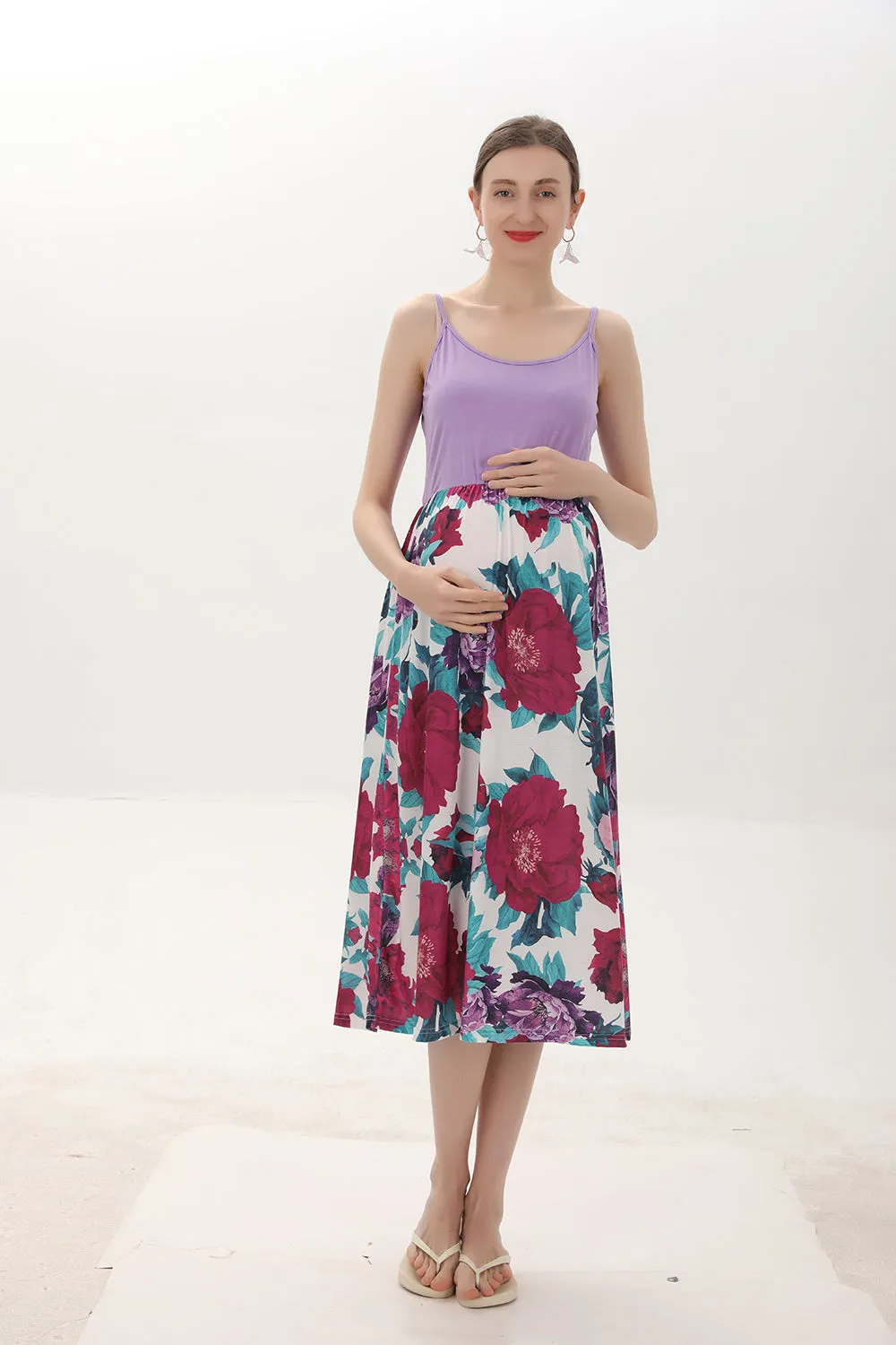 Floral Print Cami Maternity Dress