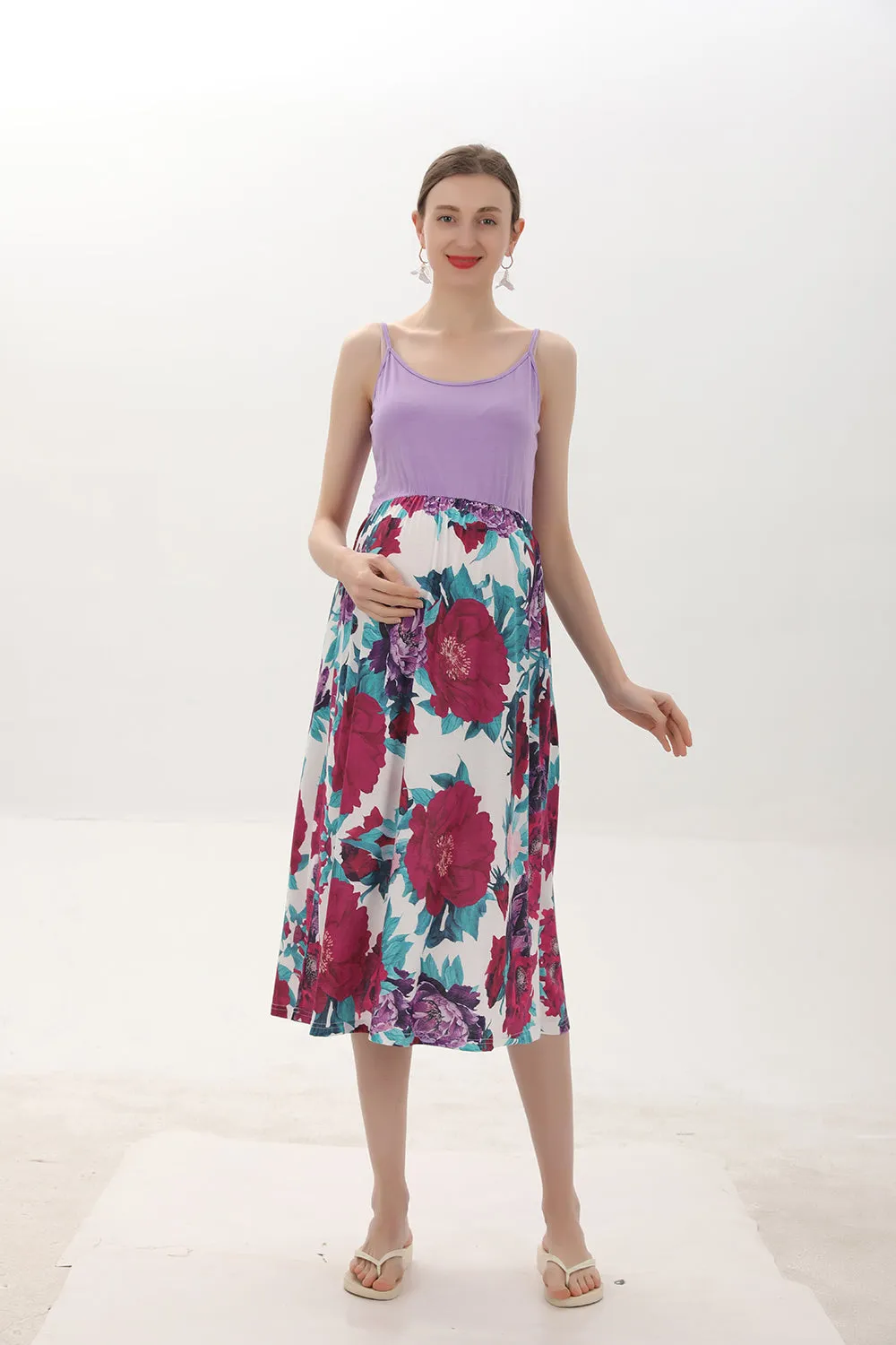 Floral Print Cami Maternity Dress