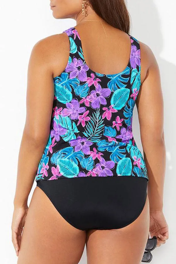 Floral Print Feminine Beach Tankini