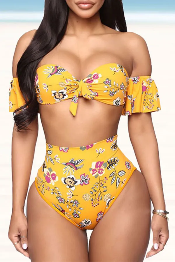Floral Print High Waist Pretty Beach Bikini