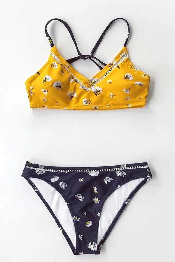 Floral Print Unique Cross Over Girly Bikini