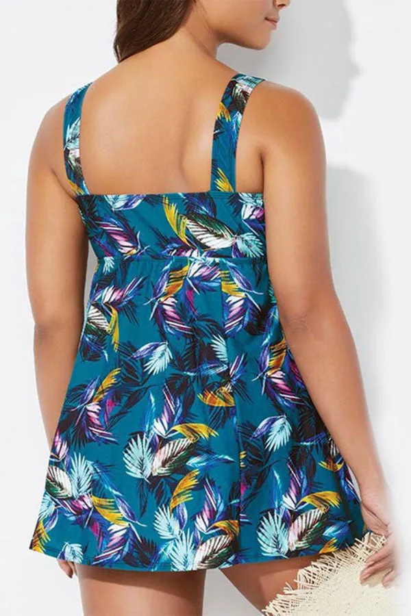 Floral Print V Neck Classic Knotted Tankini