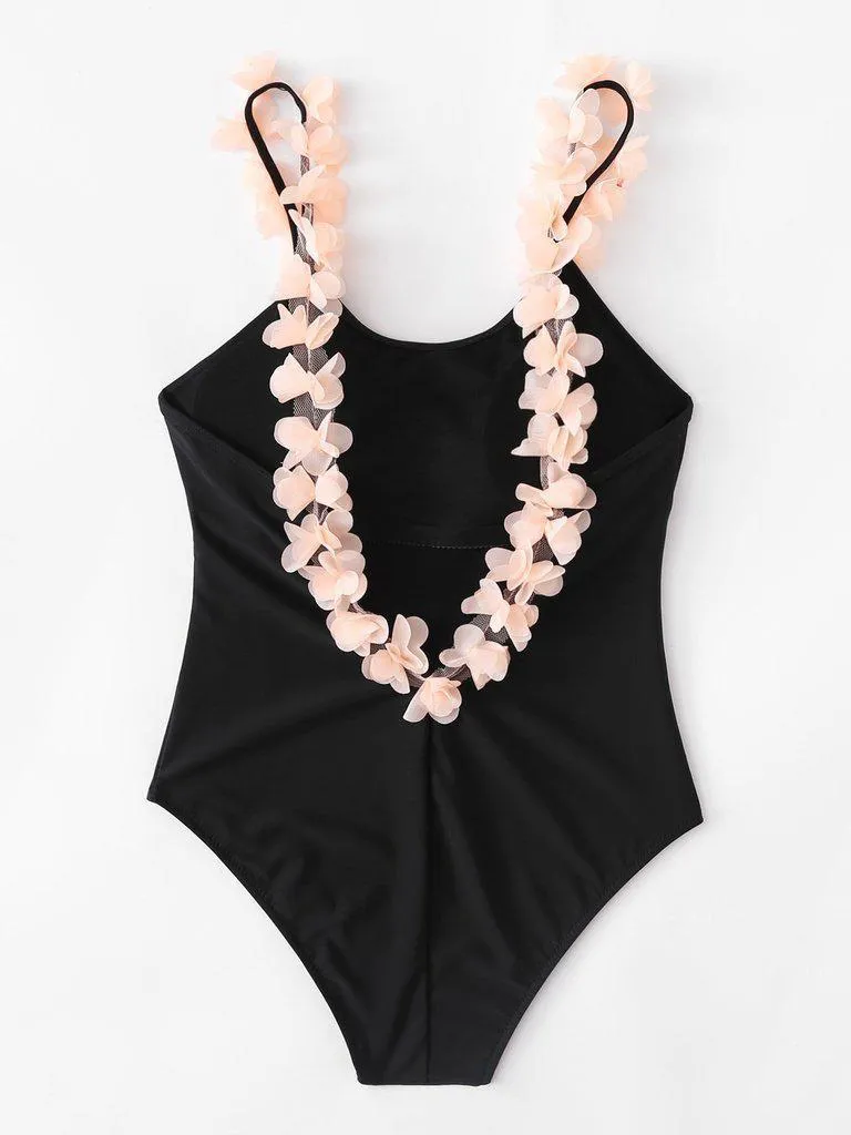 Flower Decorated Swimsuit