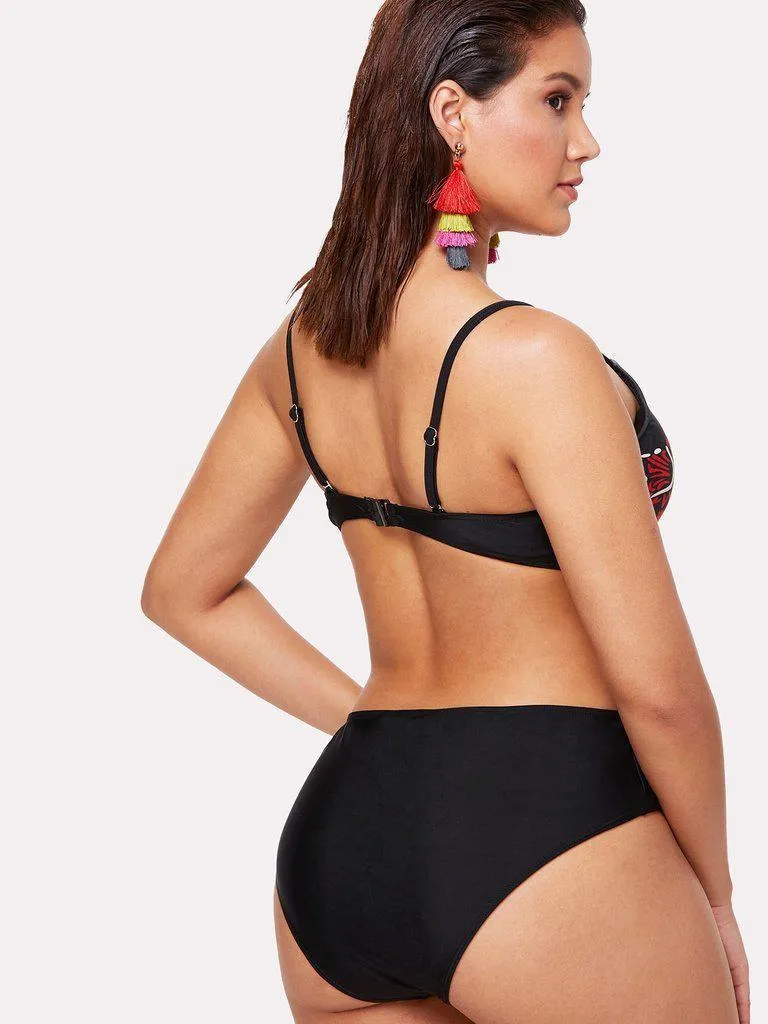 Flower Print Cutout Swimsuit