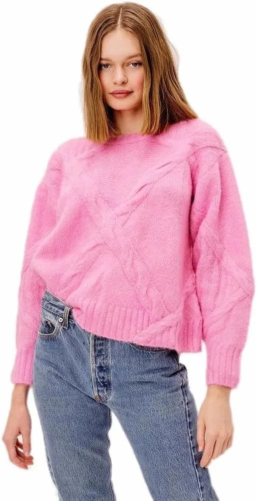 For Love & Lemons Women's Cable Knit Cross Back Sweater