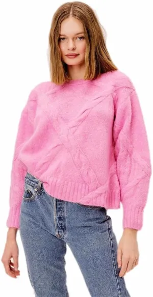 For Love & Lemons Women's Cable Knit Cross Back Sweater