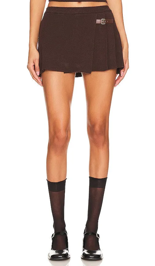 Frankies Bikinis Carver Cloud Knit Skort in Brown