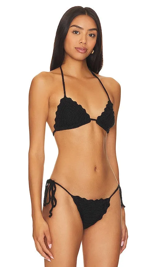 Frankies Bikinis Chloe Crochet Bikini Top in Black