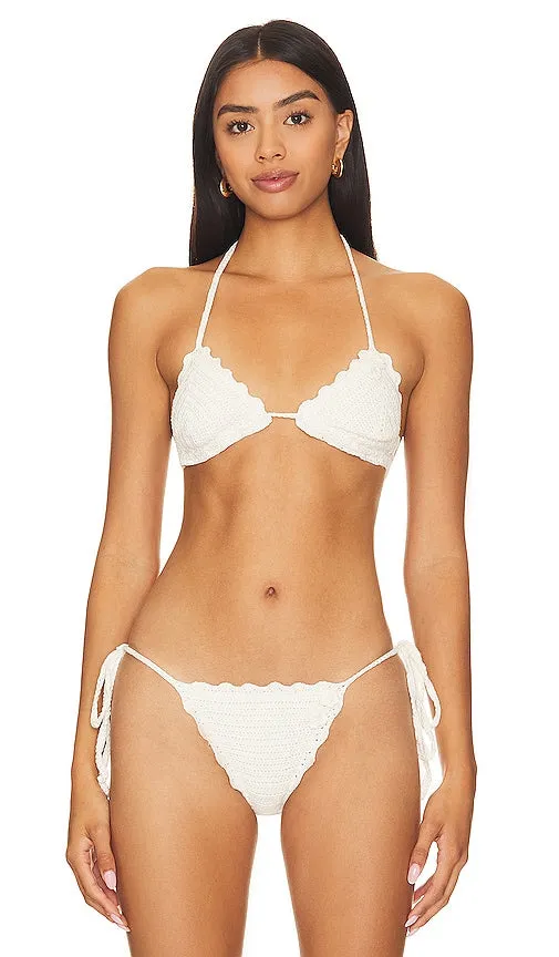 Frankies Bikinis Chloe Crochet Bikini Top in White