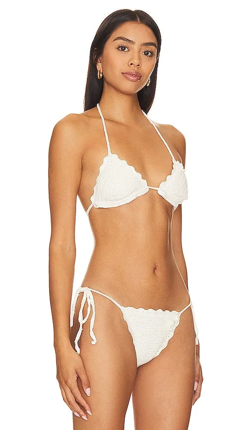 Frankies Bikinis Chloe Crochet Bikini Top in White