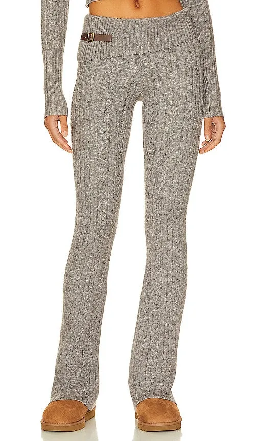 Frankies Bikinis Fleur Cable Knit Pant in Grey