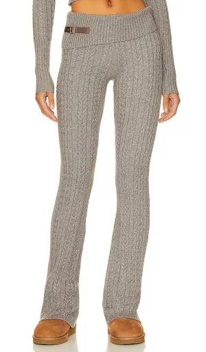 Frankies Bikinis Fleur Cable Knit Pant in Grey