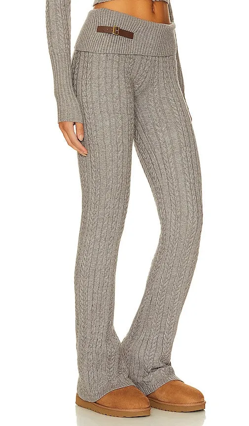 Frankies Bikinis Fleur Cable Knit Pant in Grey