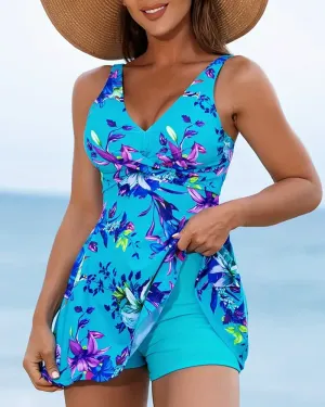 Fresh floral print tankini