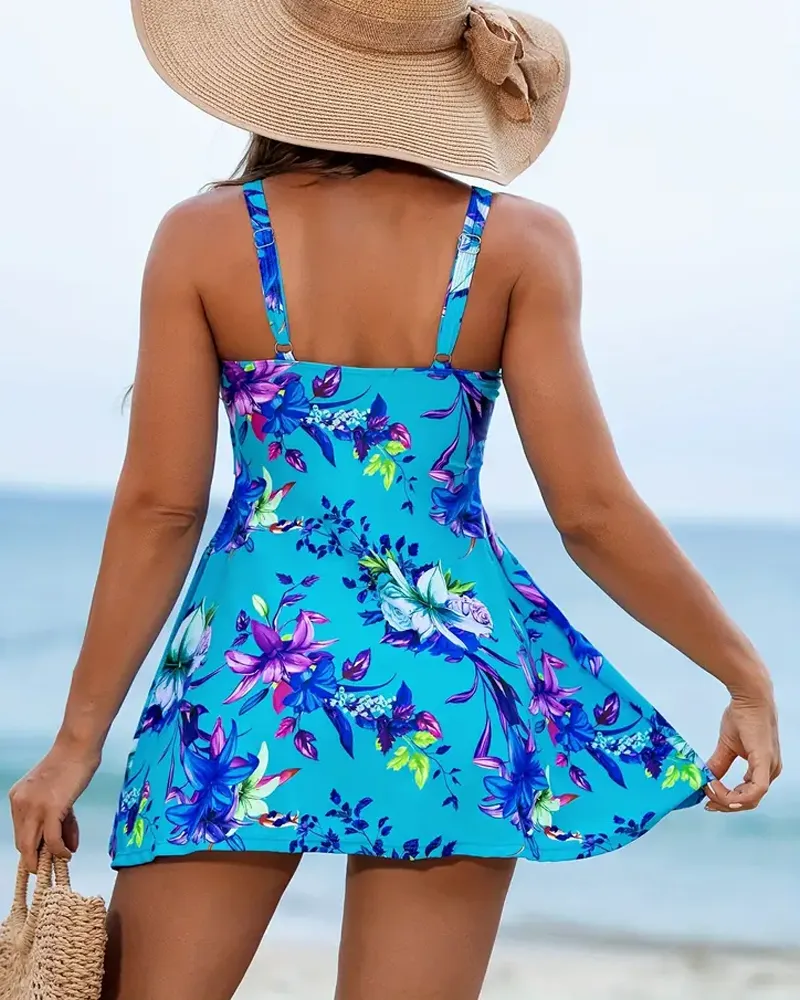 Fresh floral print tankini