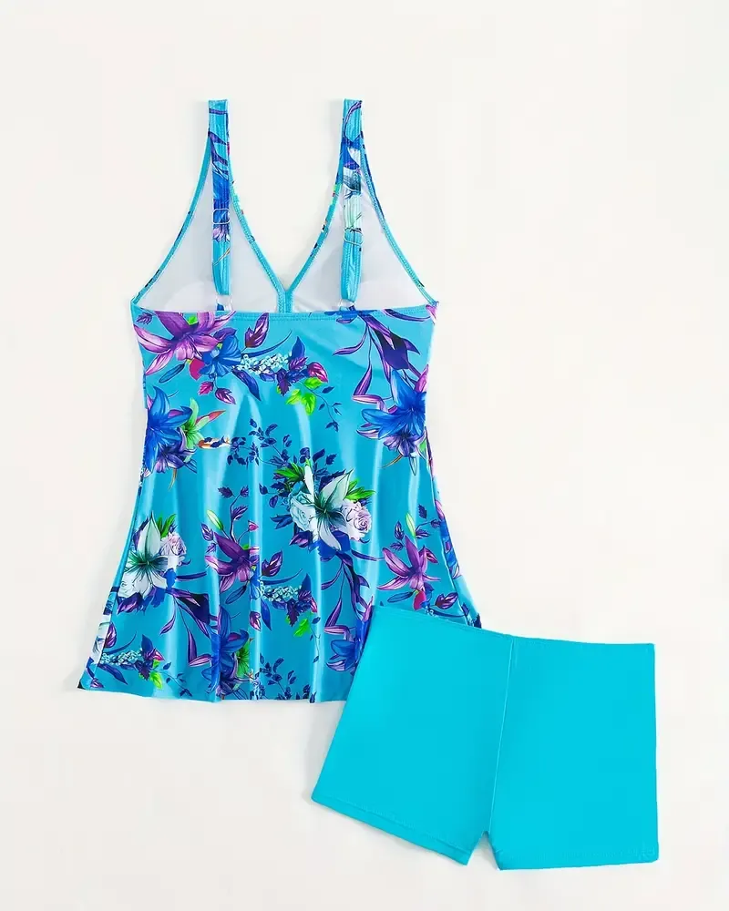 Fresh floral print tankini