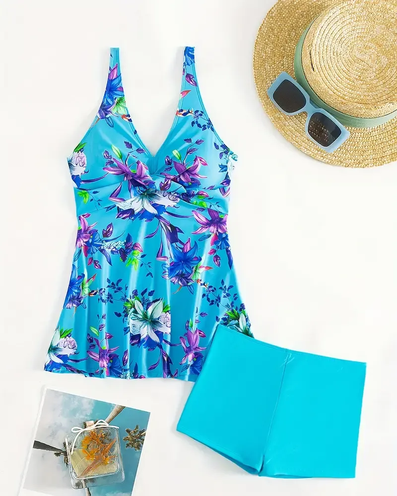 Fresh floral print tankini